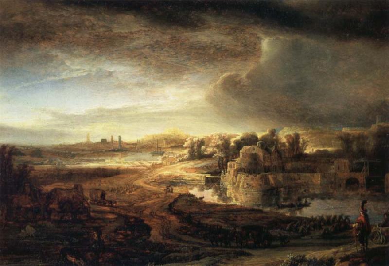 REMBRANDT Harmenszoon van Rijn Landscape with a Coach Germany oil painting art